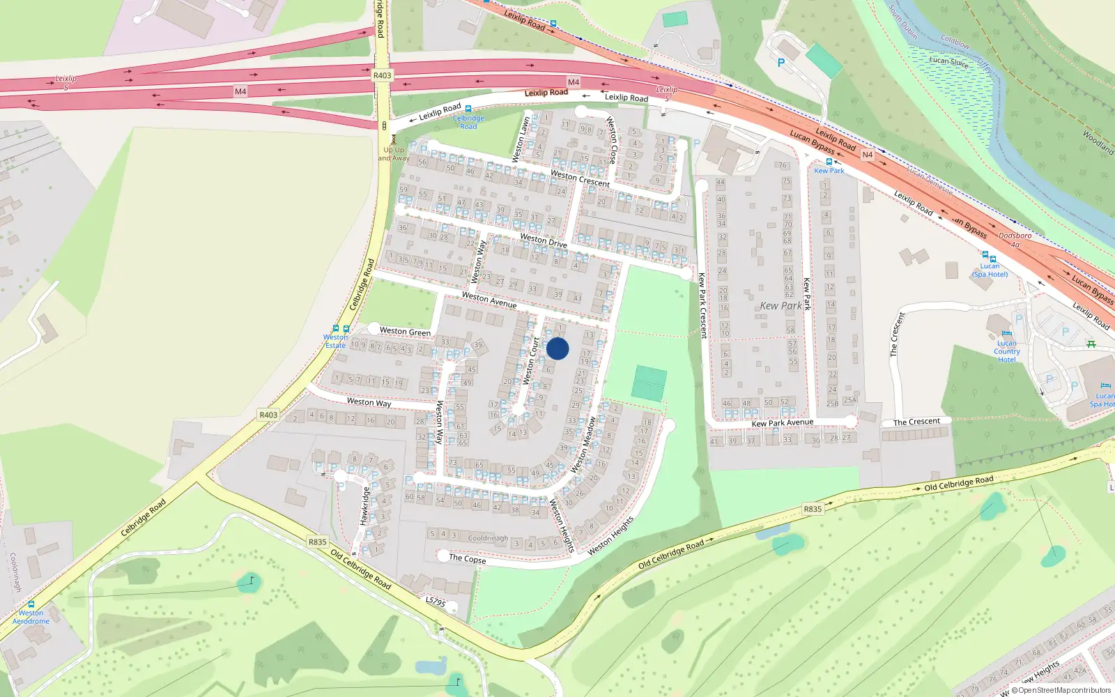 Overhead map showing the location of 3 Weston Court, Lucan