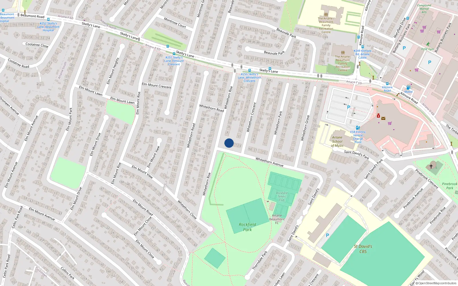 Overhead map showing the location of 3 Whitethorn Avenue, Dublin 5