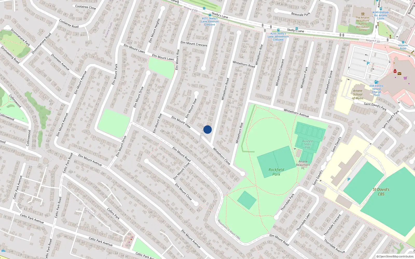 Overhead map showing the location of 3 Whitethorn Road, Dublin 5