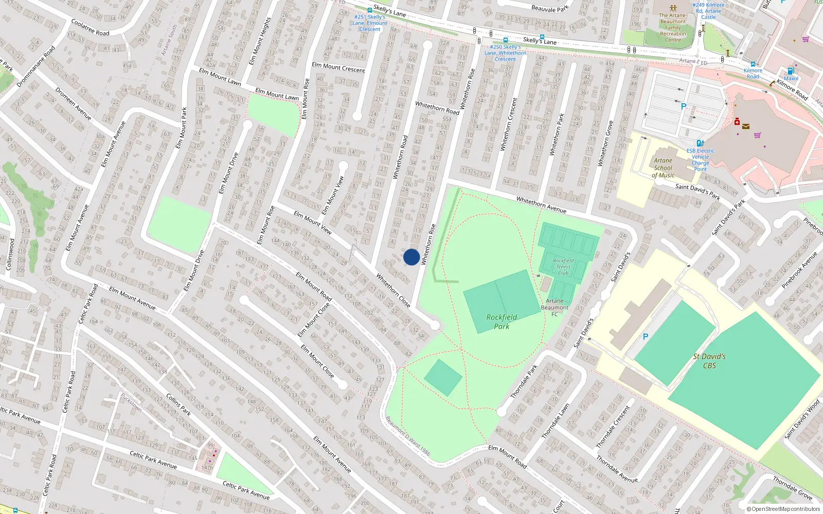 Overhead map showing the location of 3 Whitethorn Rise, Dublin 5