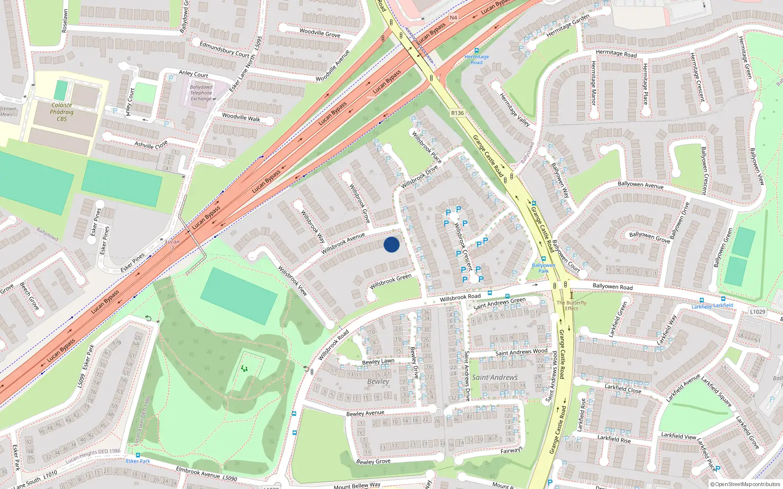 Overhead map showing the location of 3 Willsbrook Avenue, Willsbrook Park, Lucan
