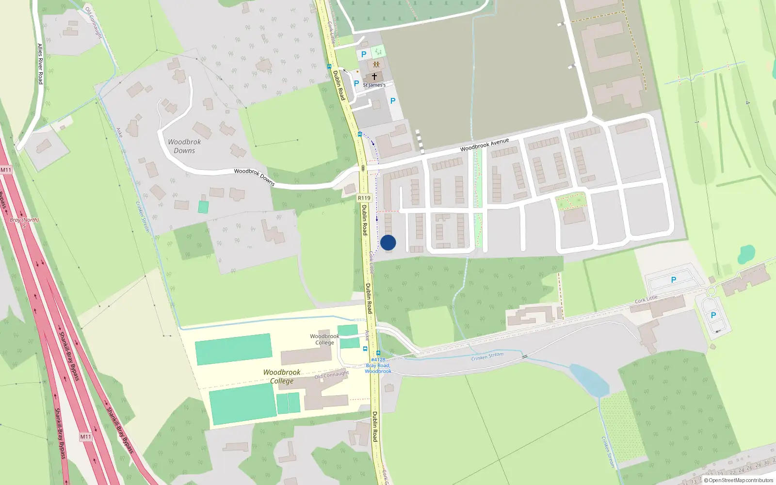 Overhead map showing the location of 3 Woodbrook Court, Woodbrook, Shankill