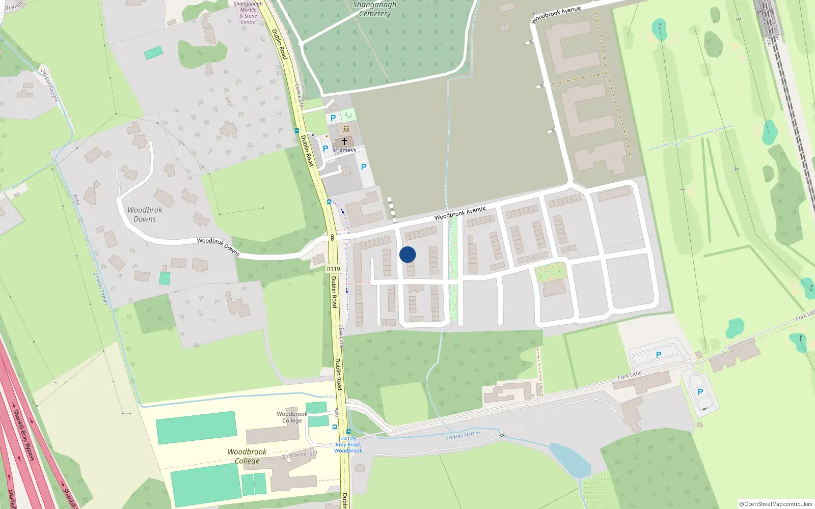 Overhead map showing the location of 3 Woodbrook, Shankill