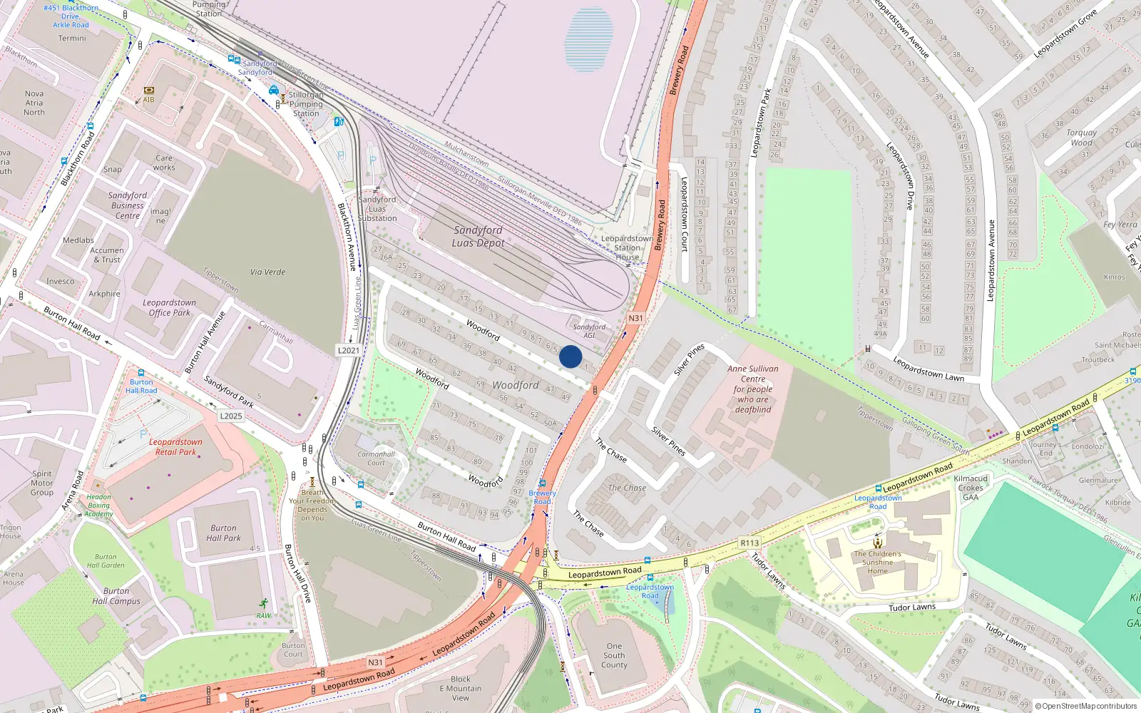 Overhead map showing the location of 3 Woodford, Brewery Road, Stillorgan