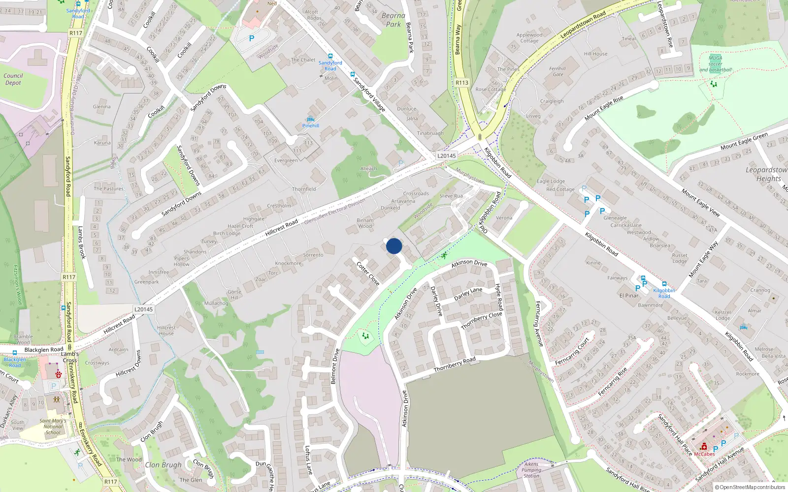 Overhead map showing the location of 3 Woodside Demesne, Stepaside