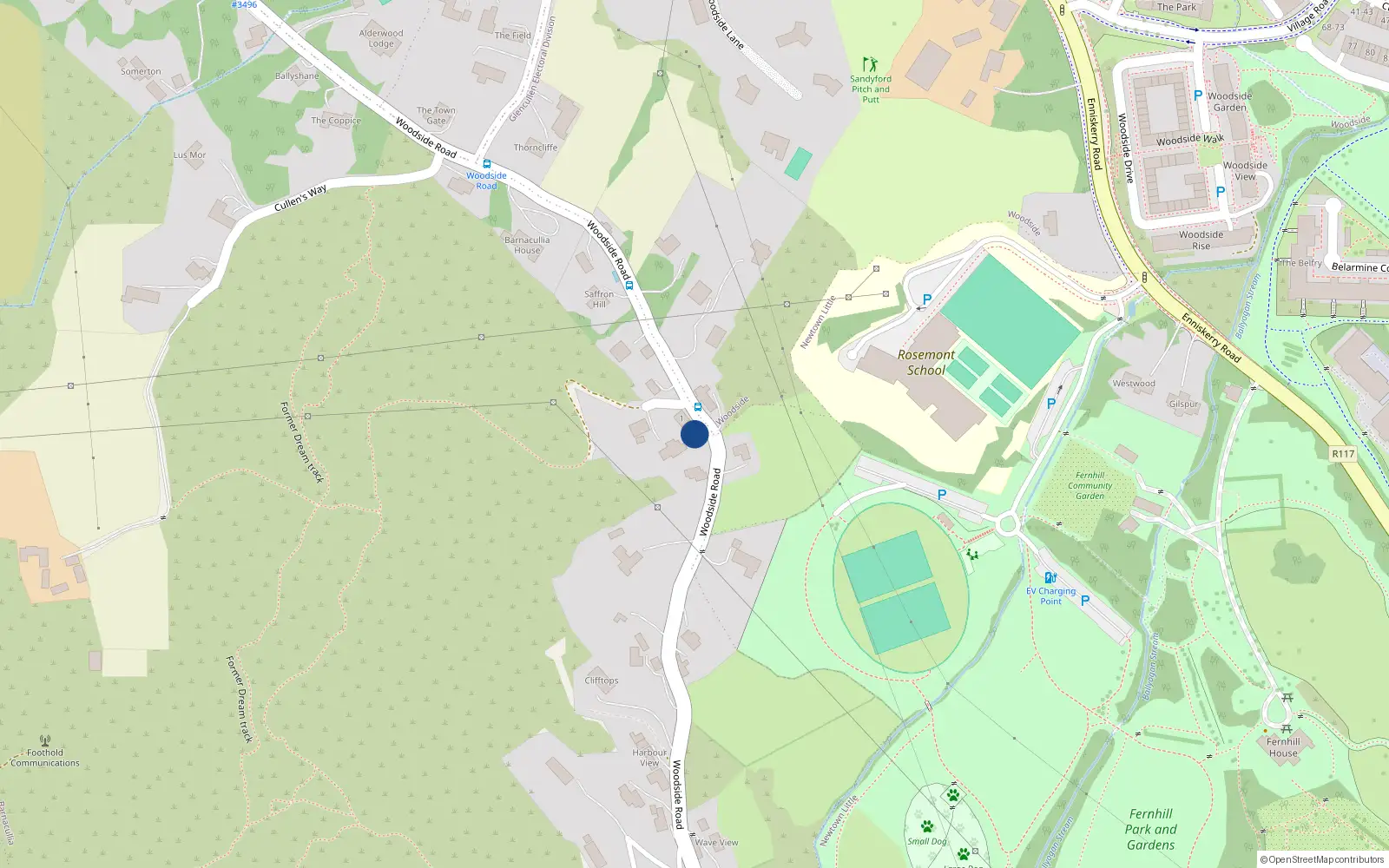 Overhead map showing the location of 3 Woodside Road, Barnacullia