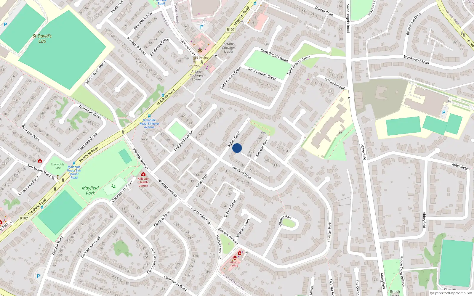 Overhead map showing the location of 30 Abbey Court, Dublin 5