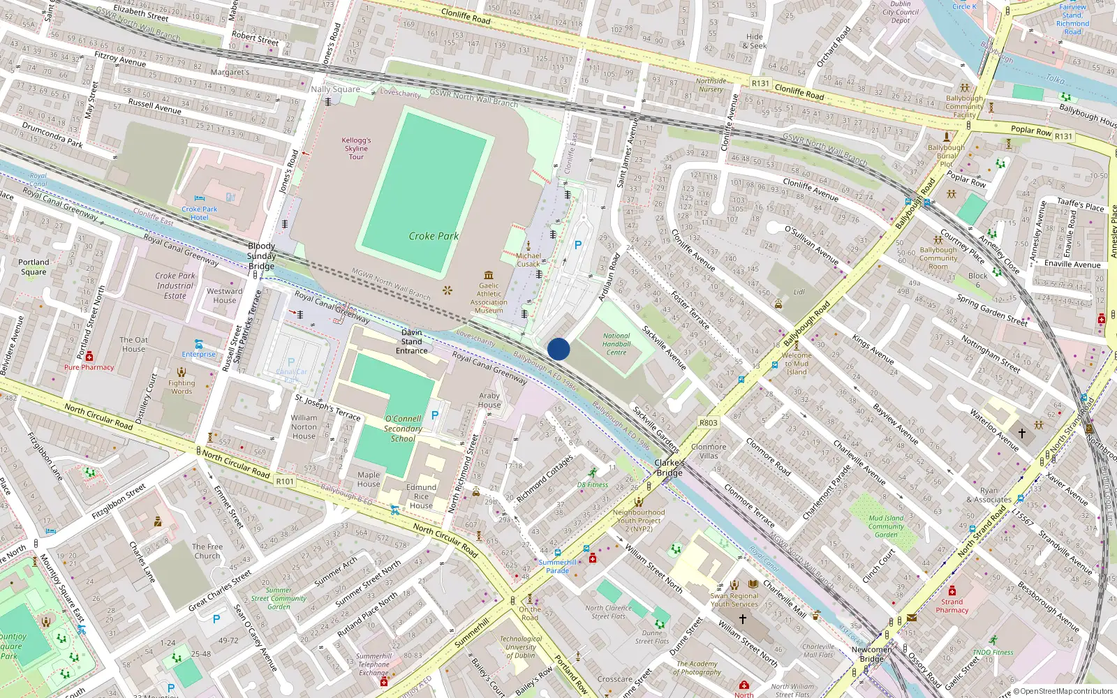 Overhead map showing the location of 30 Ardilaun Square, Dublin