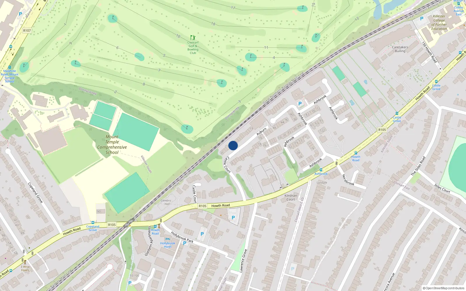 Overhead map showing the location of 30 Auburn, Clontarf