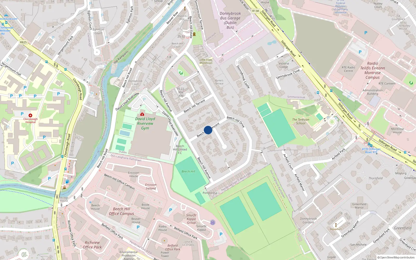 Overhead map showing the location of 30 Beech Hill Crescent, Roebuck