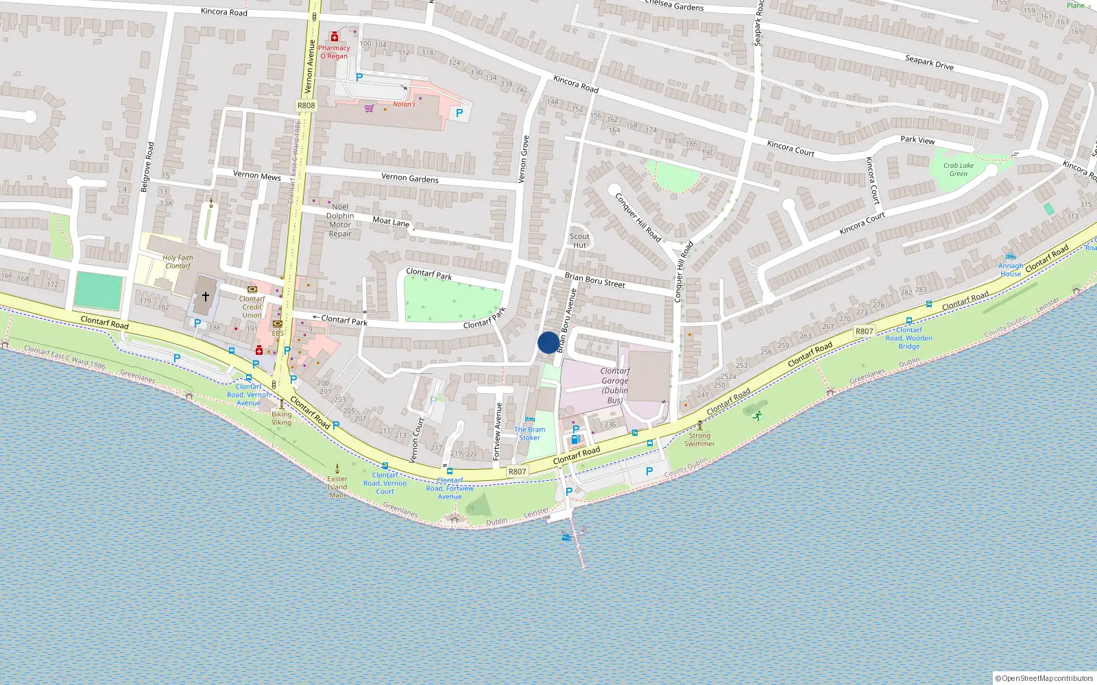 Overhead map showing the location of 30 Brian Boru Avenue, Dublin 3