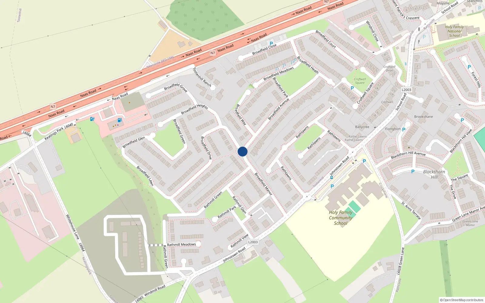 Overhead map showing the location of 30 Broadfield Manor, Tootenhill