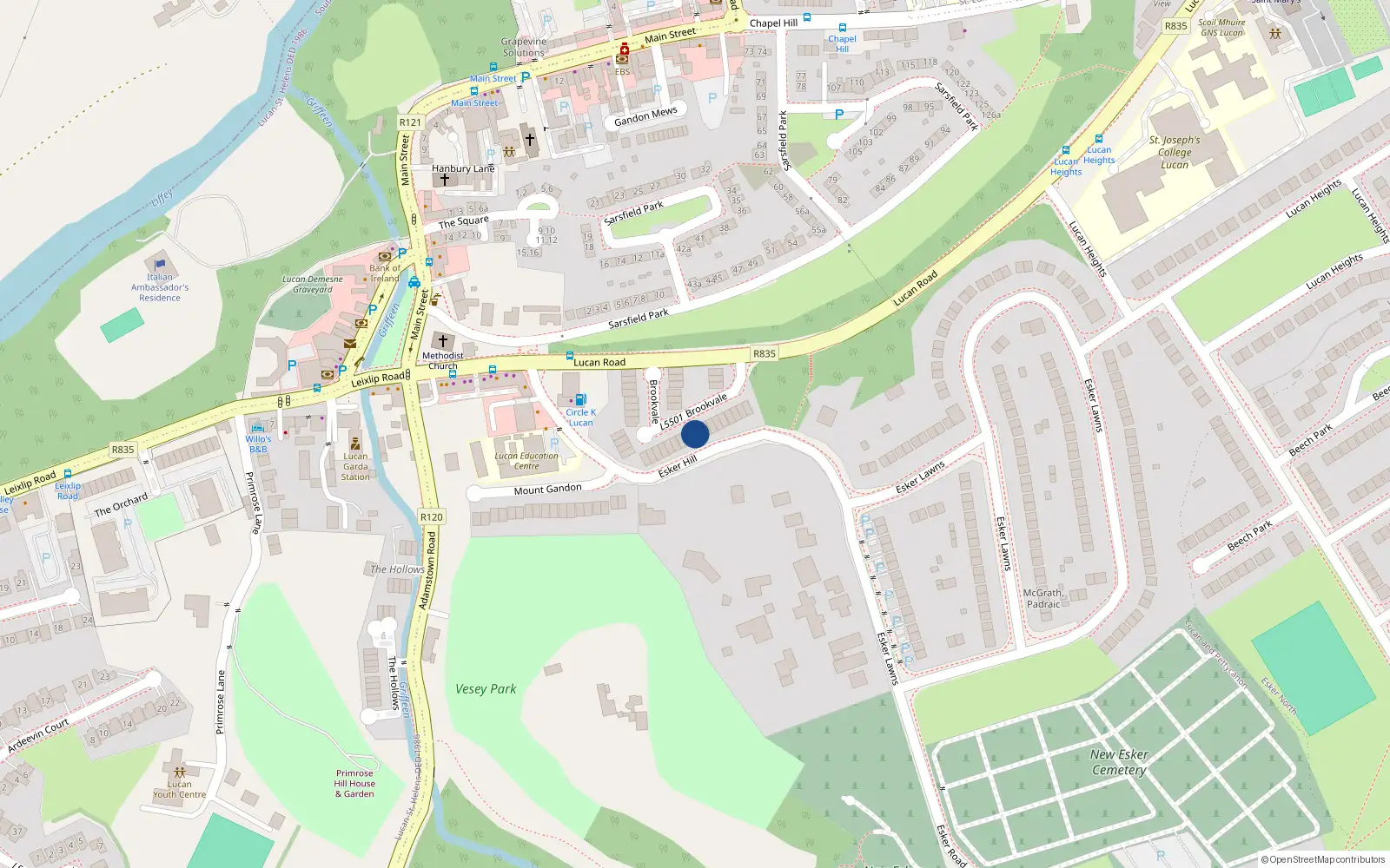 Overhead map showing the location of 30 Brookvale, Lucan