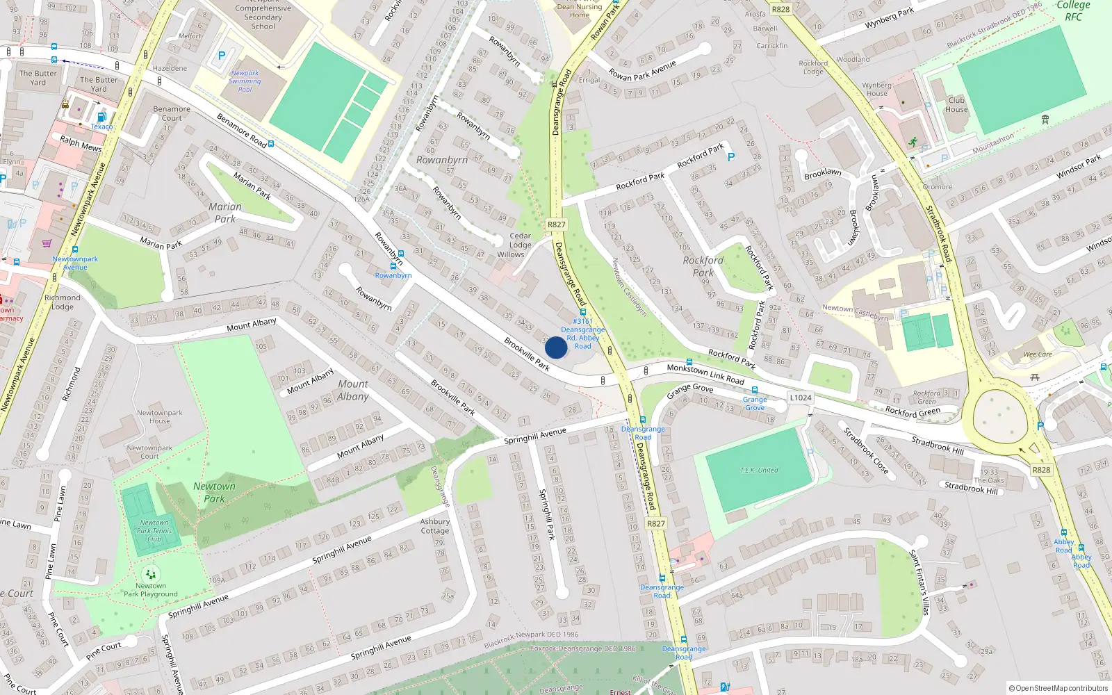 Overhead map showing the location of 30 Brookville Park, Stradbrook, Blackrock