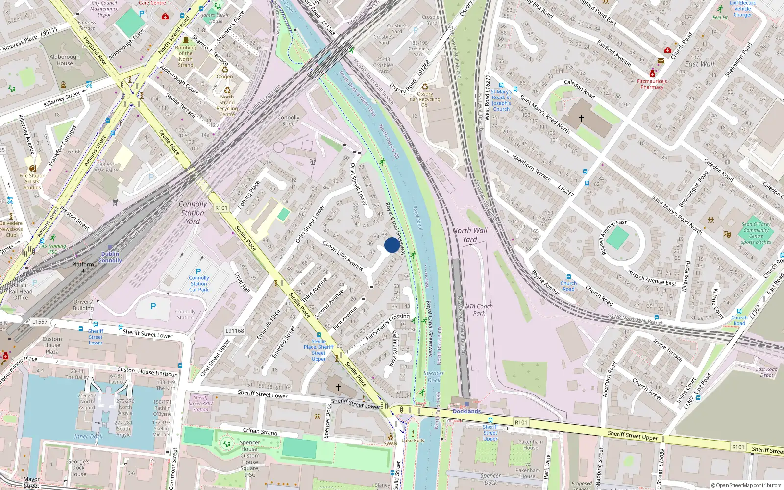 Overhead map showing the location of 30 Canon Lillis Avenue, Dublin 1