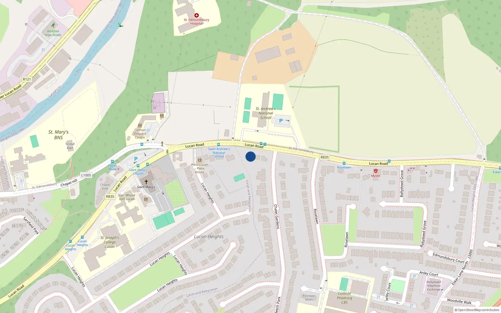 Overhead map showing the location of 30 Chalet Gardens, Lucan