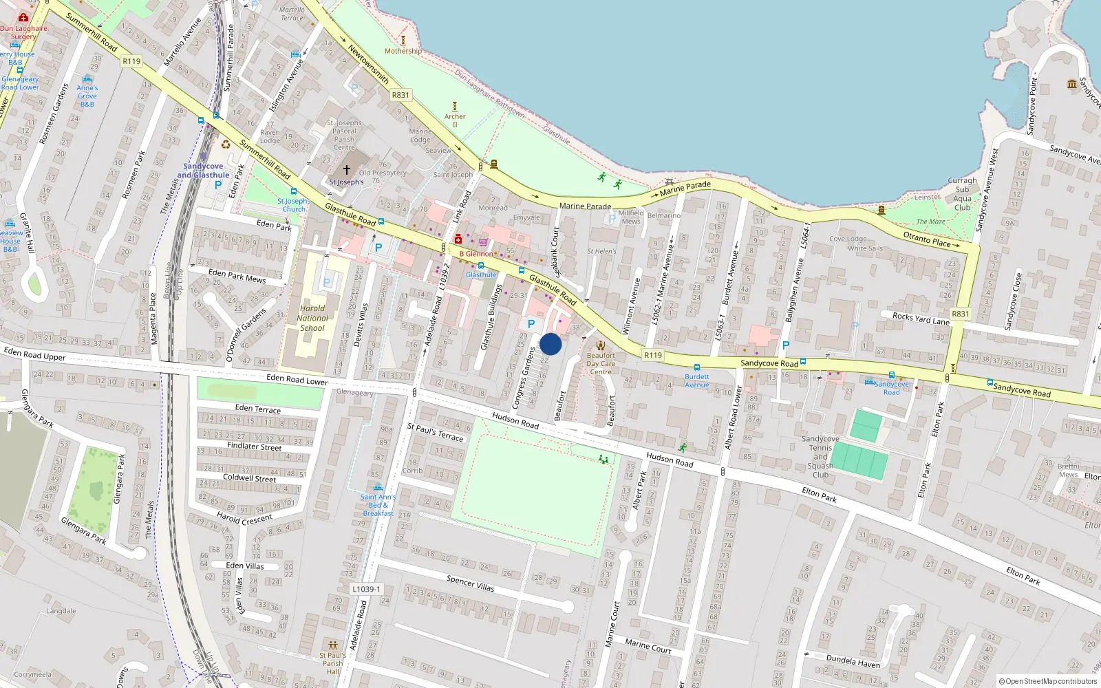 Overhead map showing the location of 30 Congress Gardens, Dublin