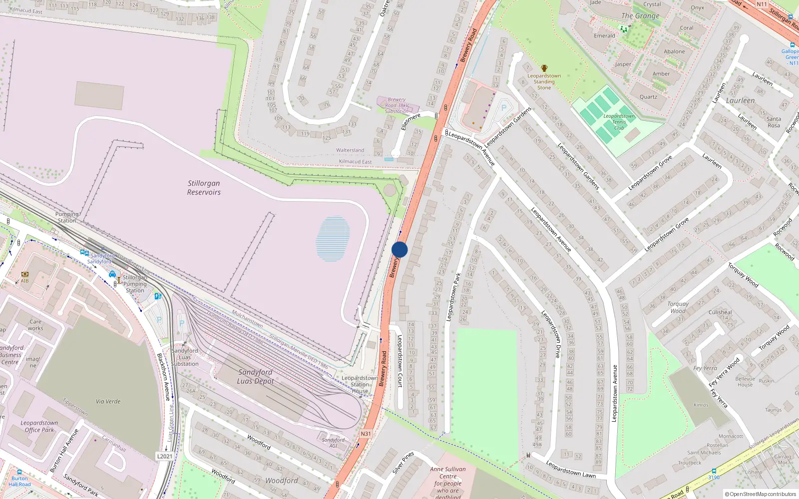 Overhead map showing the location of 30 Coral, Brewery Road, Stillorgan