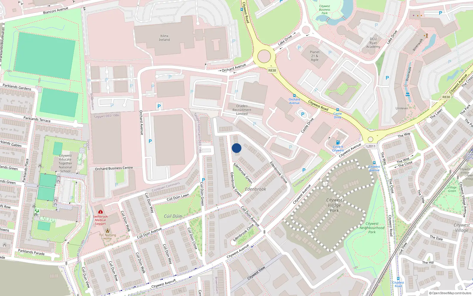 Overhead map showing the location of 30 Edenbrook Green, Citywest