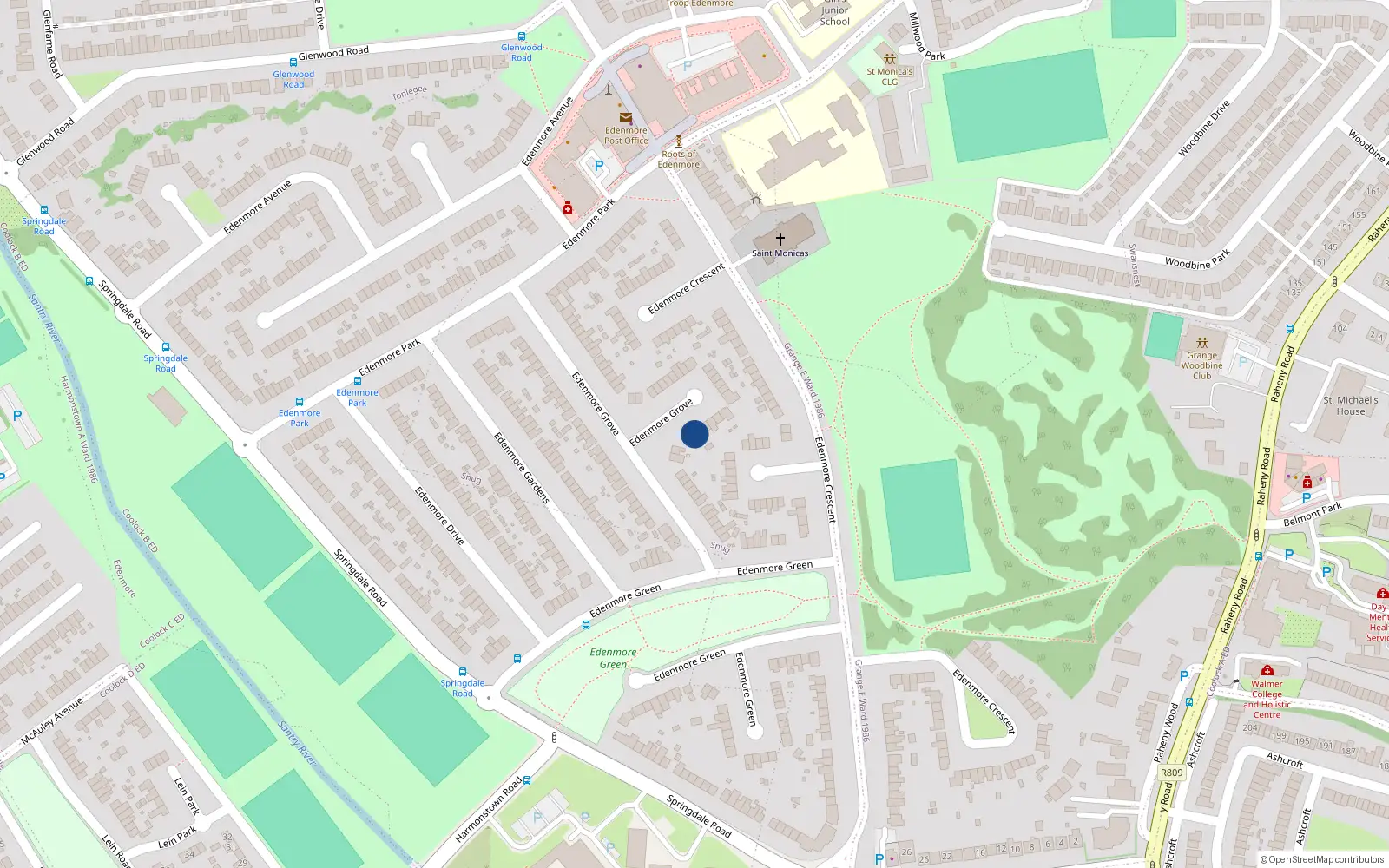 Overhead map showing the location of 30 Edenmore Grove, Dublin 5