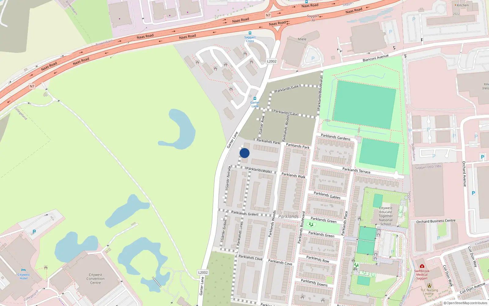 Overhead map showing the location of 30 Garter Terrace, Saggart