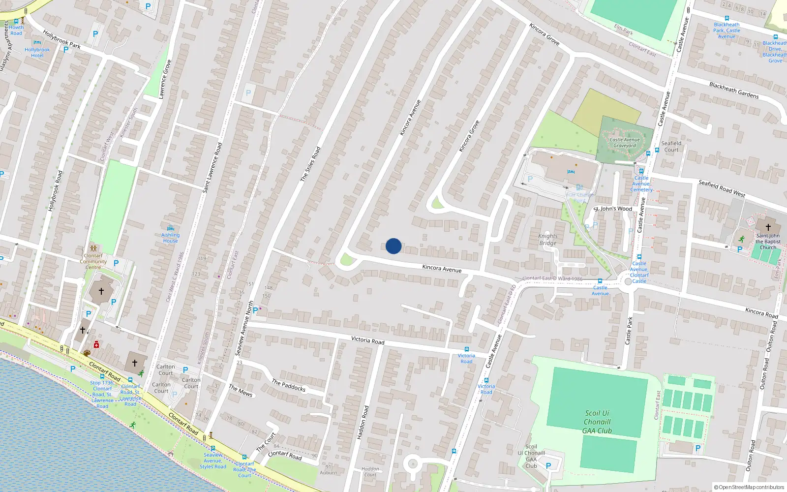 Overhead map showing the location of 30 Kincora Avenue, Dublin 3