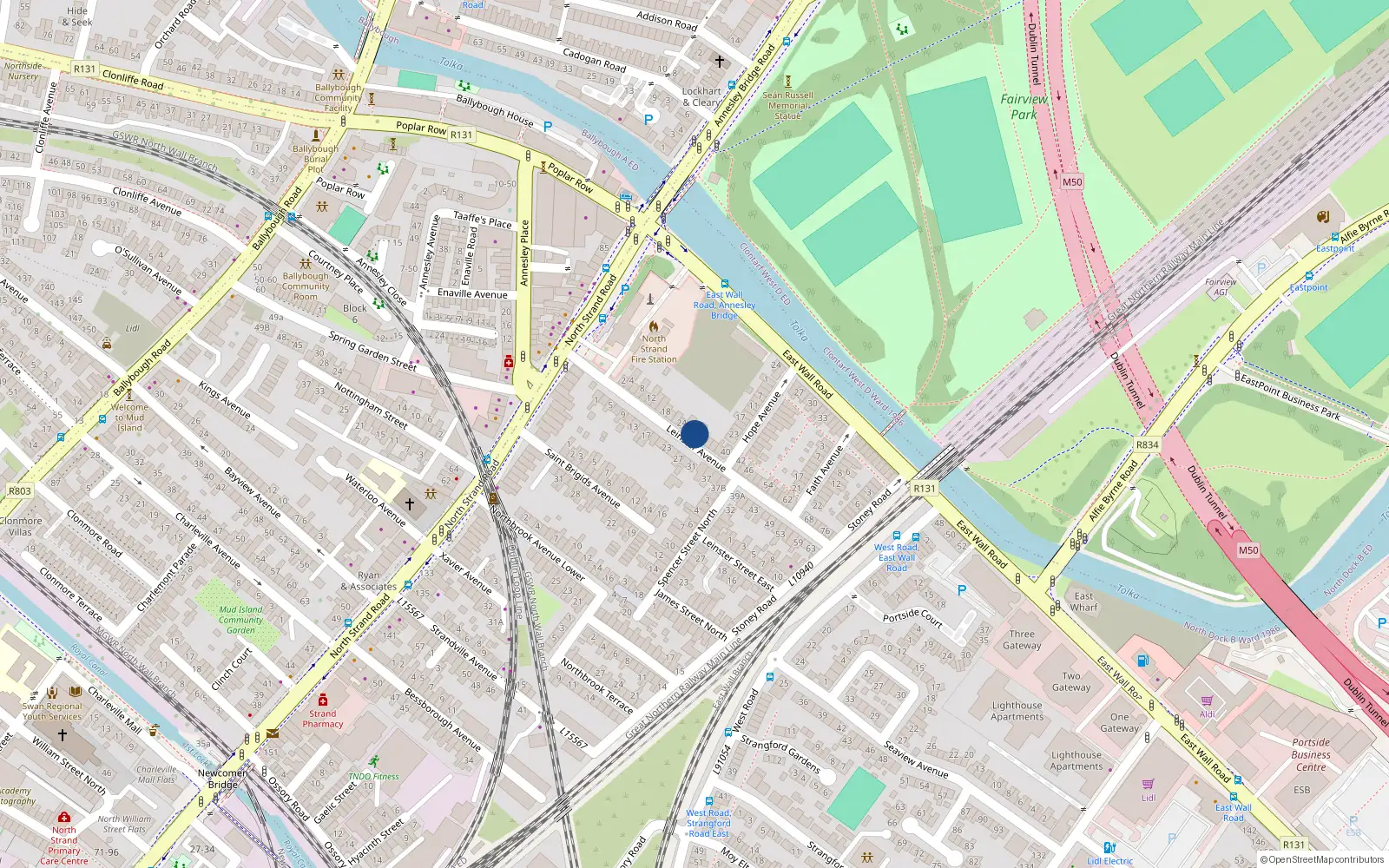 Overhead map showing the location of 30 Leinster Avenue, Dublin 3