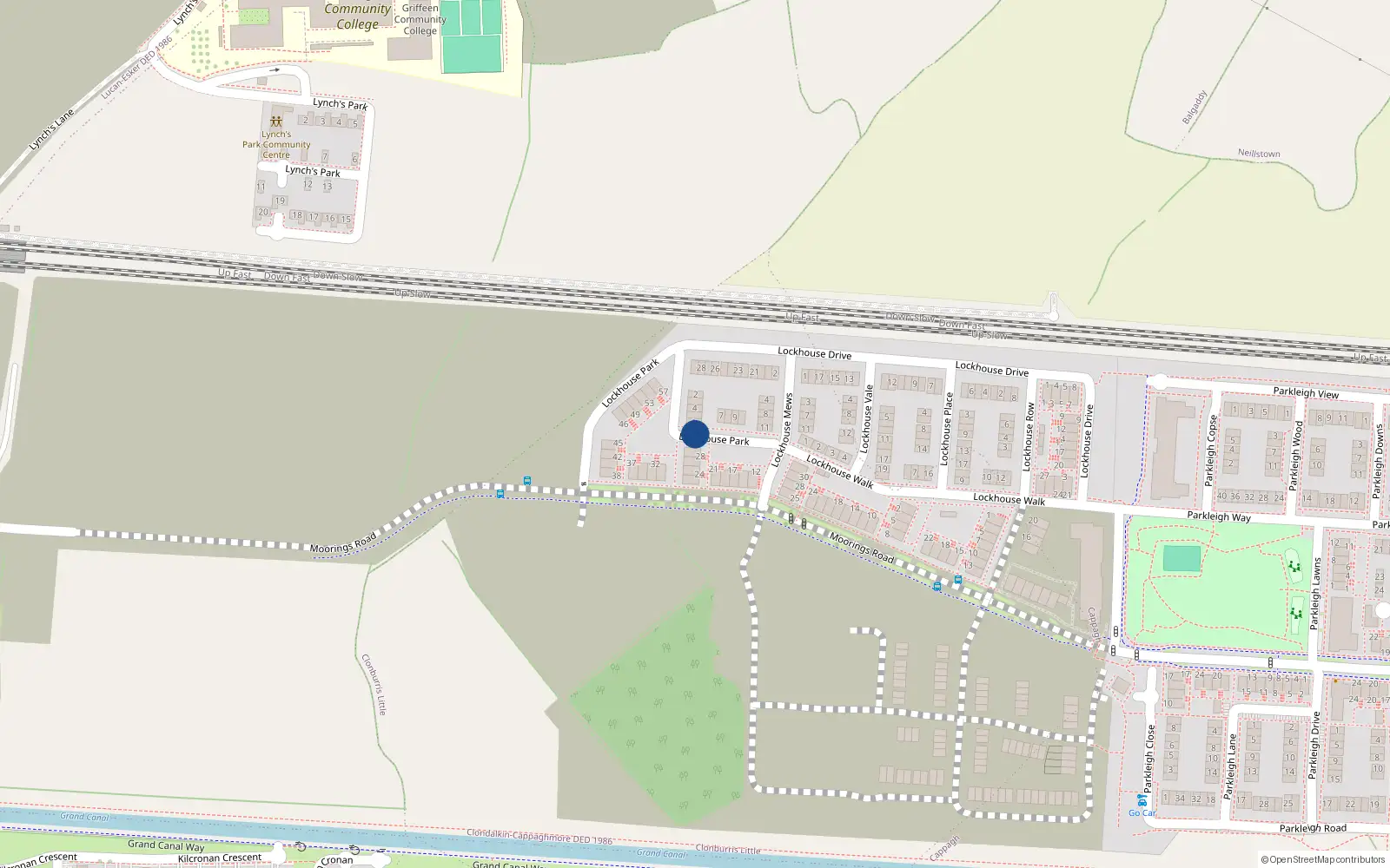 Overhead map showing the location of 30 Lockhouse Park, Clonburris Little