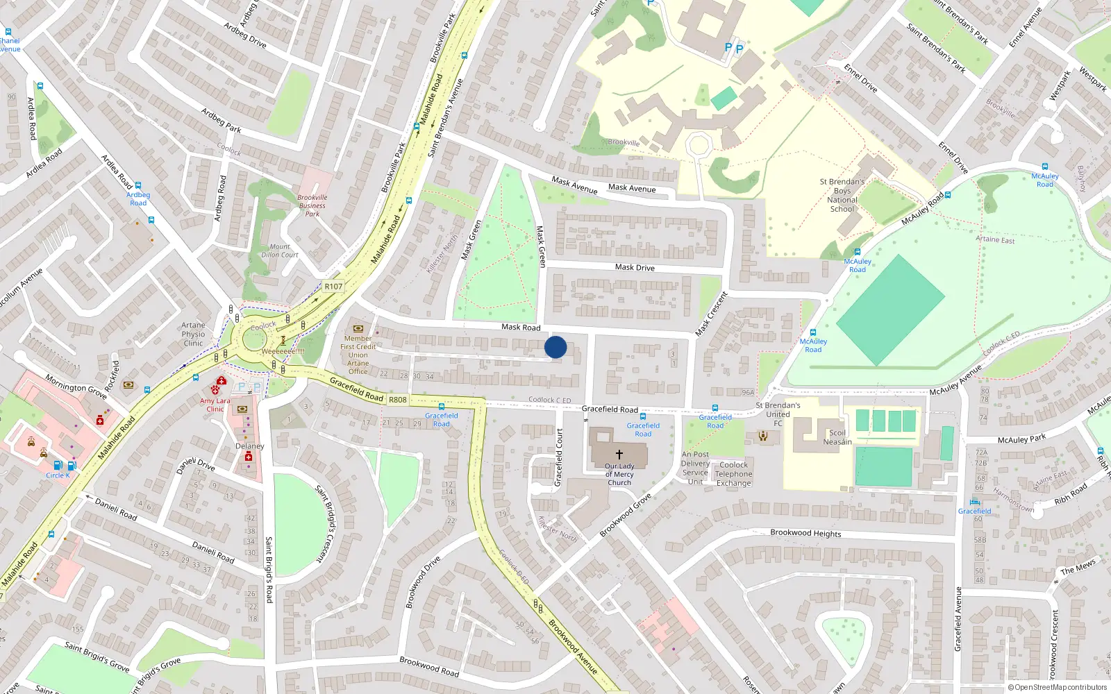 Overhead map showing the location of 30 Mask Road, Dublin 5