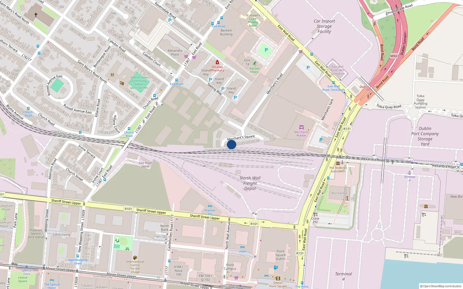Overhead map showing the location of 30 Merchant Square, Merchant Road, Dublin 3
