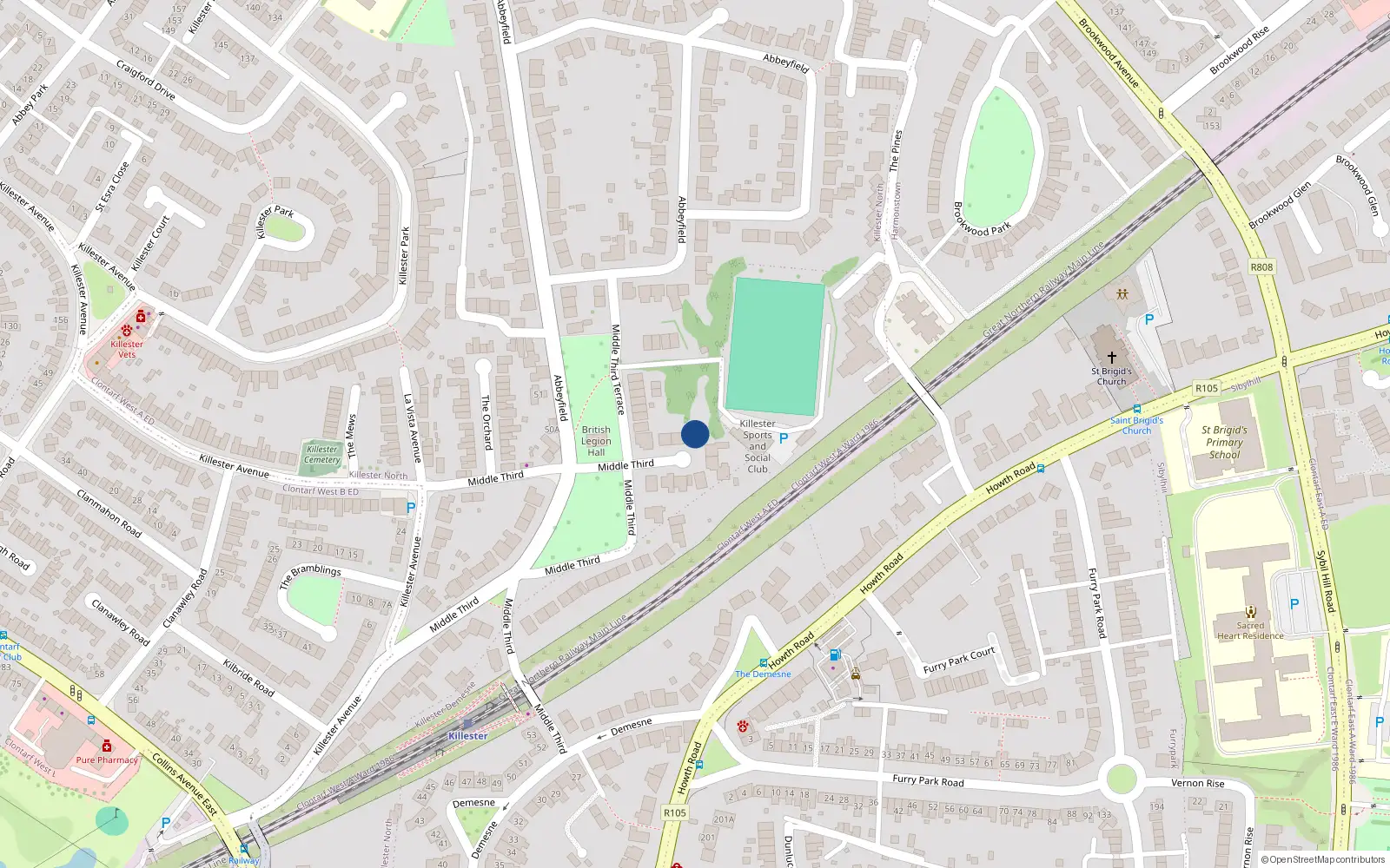 Overhead map showing the location of 30 Middle Third, Dublin 5