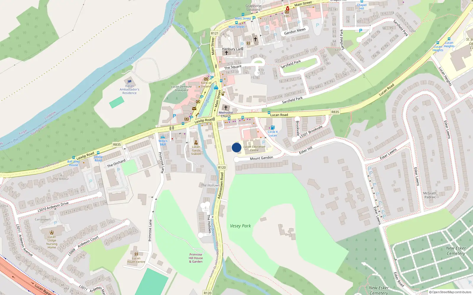 Overhead map showing the location of 30 Mount Gandon, Lucan