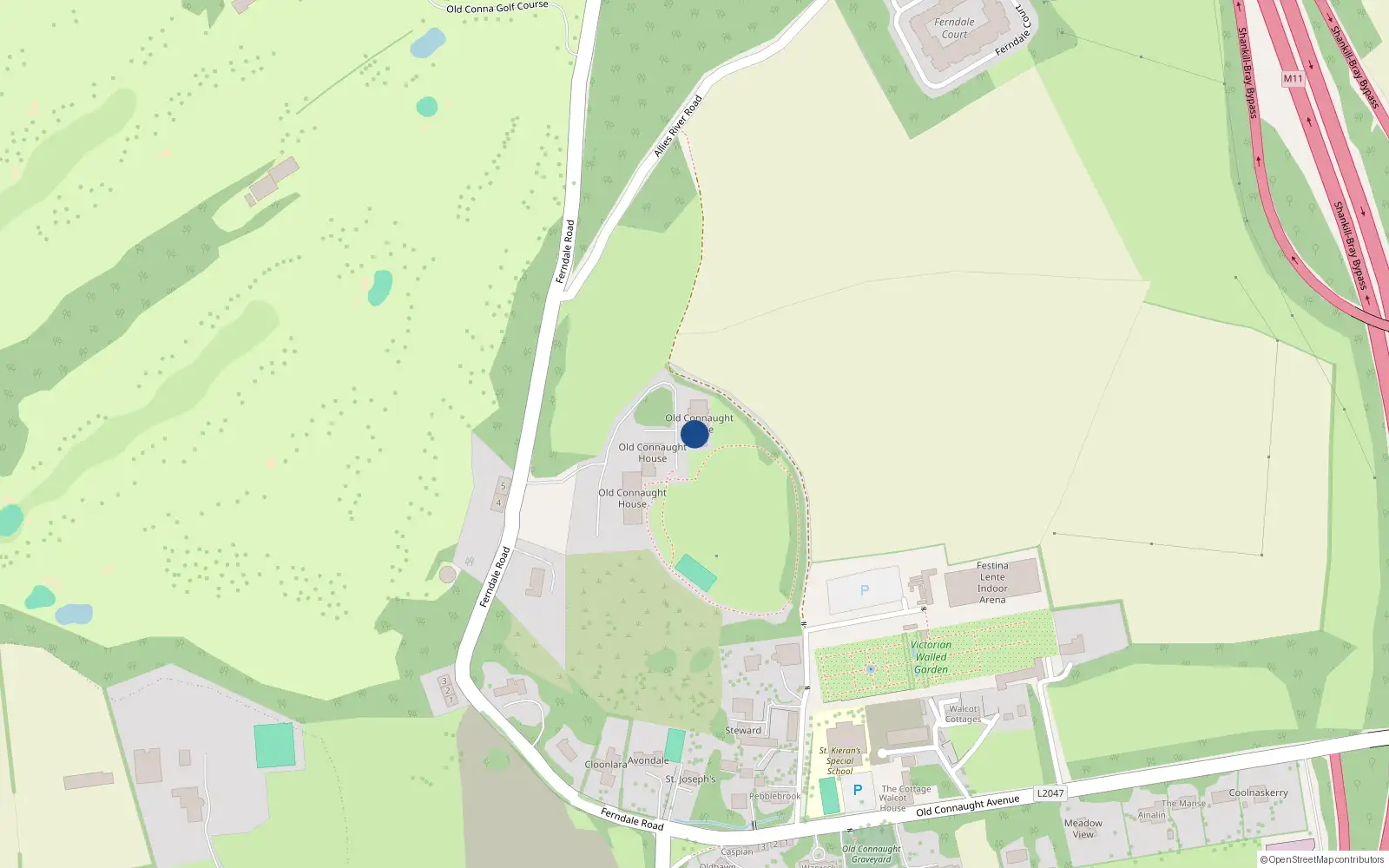 Overhead map showing the location of 30 Old Connaught House, Ferndale Road, Rathmichael