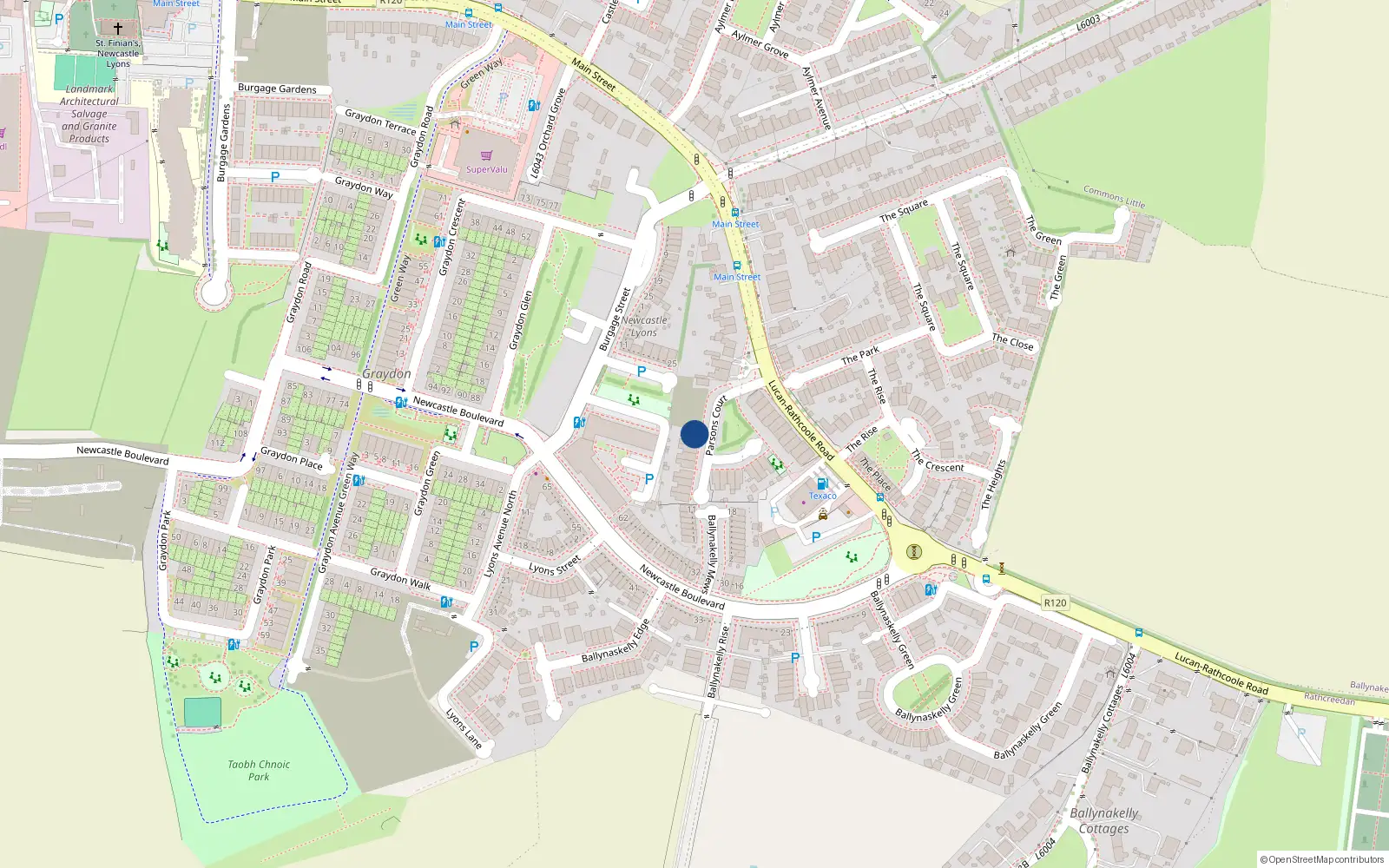 Overhead map showing the location of 30 Parson's Court, Newcastle