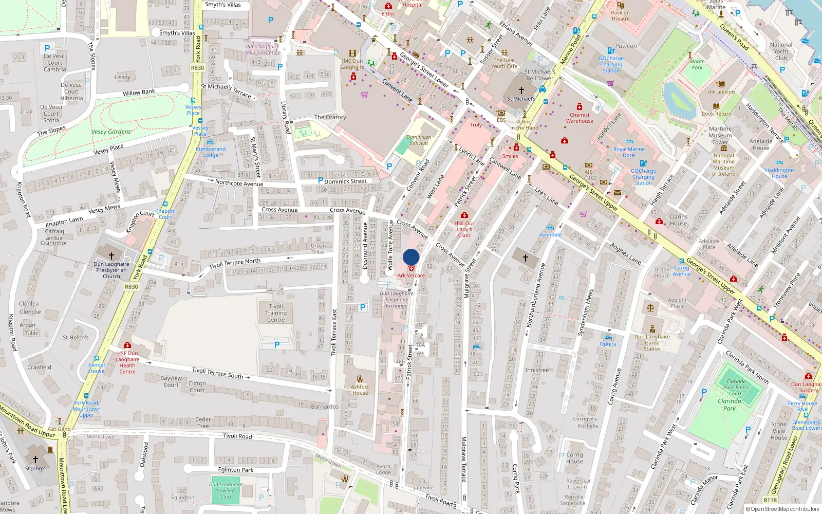 Overhead map showing the location of 30 Patrick Street, Dublin