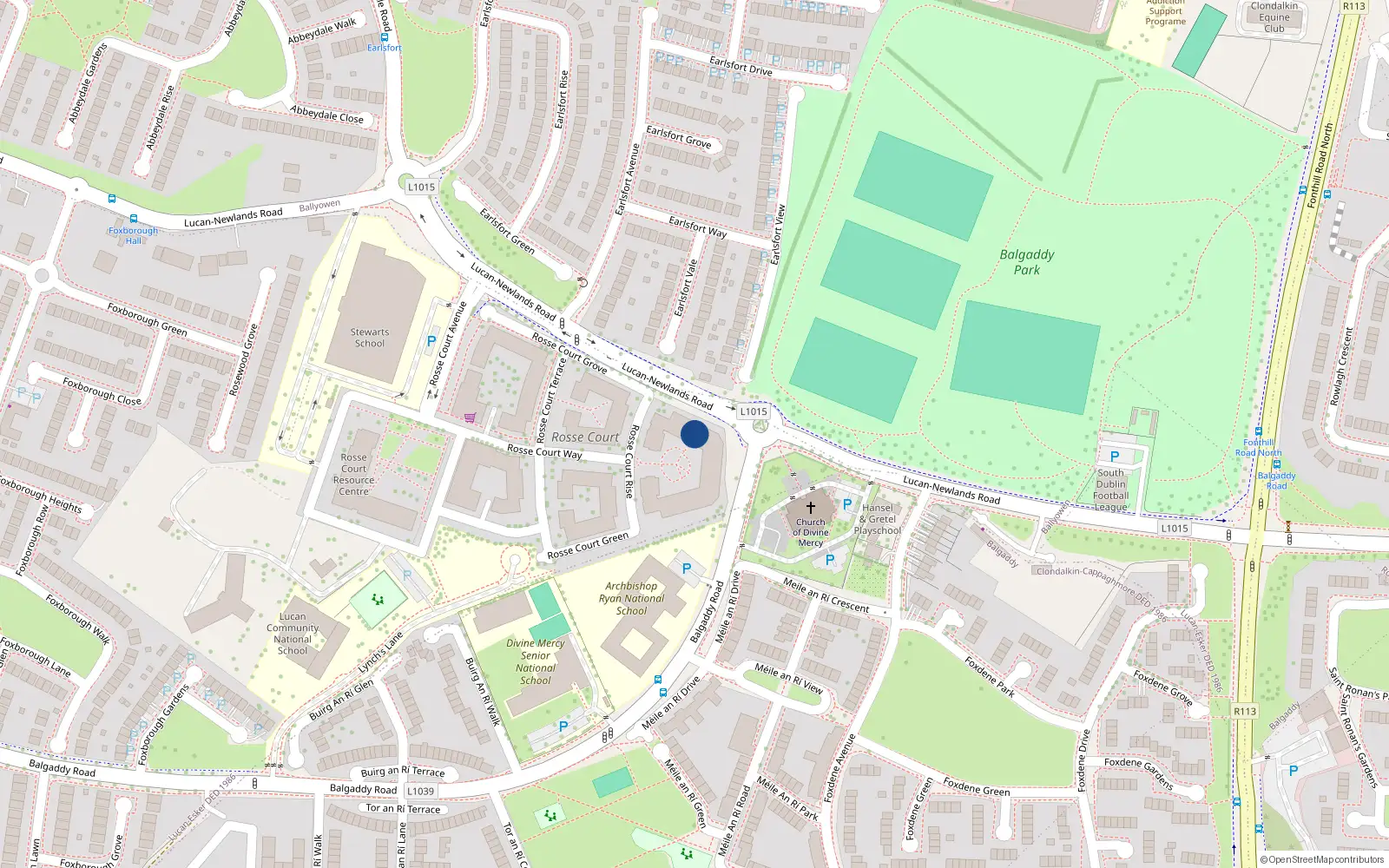Overhead map showing the location of 30 Rosse Court Heights, Ballgaddy Road, Lucan