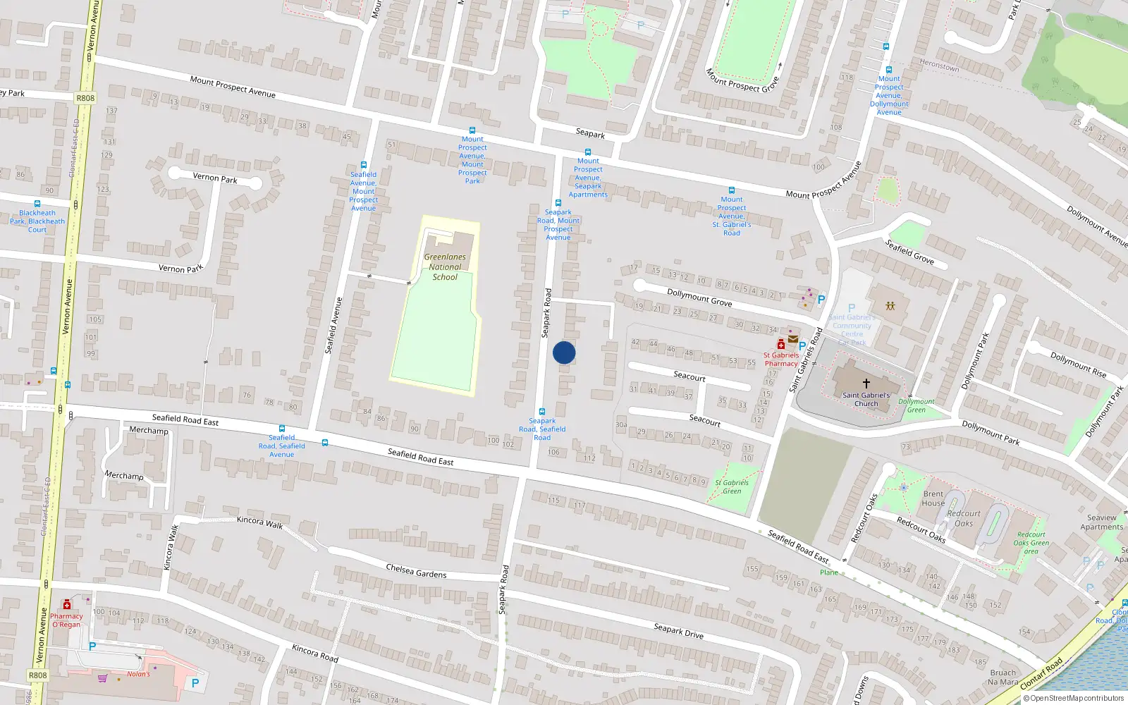 Overhead map showing the location of 30 Seapark Road, Clontarf, Dublin 3