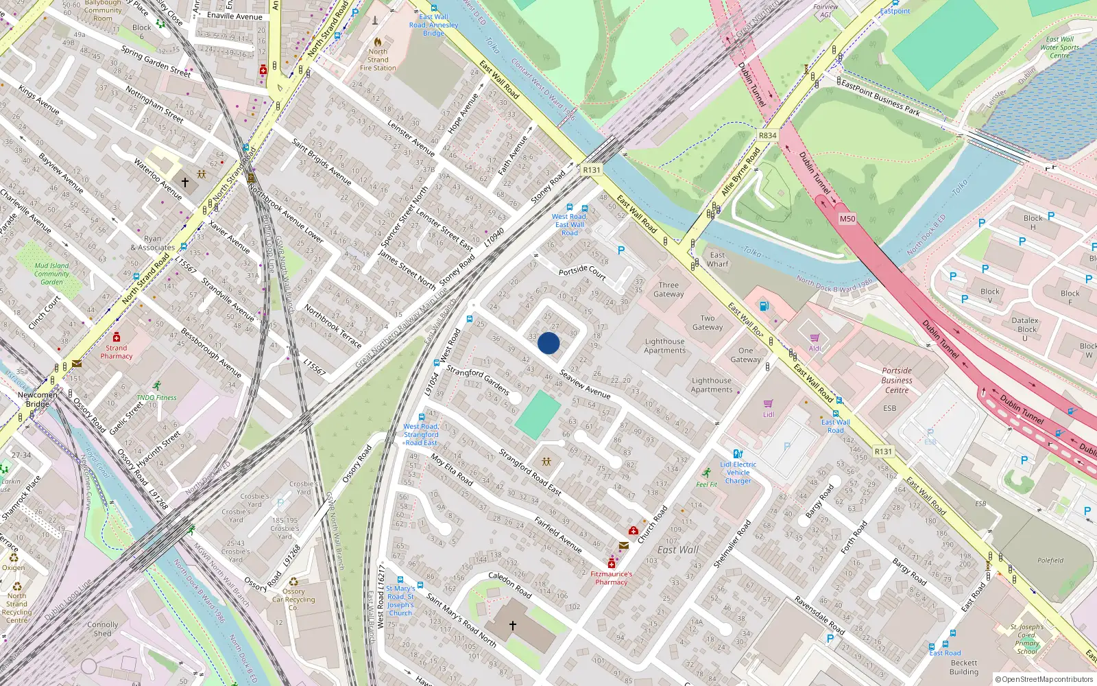 Overhead map showing the location of 30 Seaview Avenue East, Dublin 3