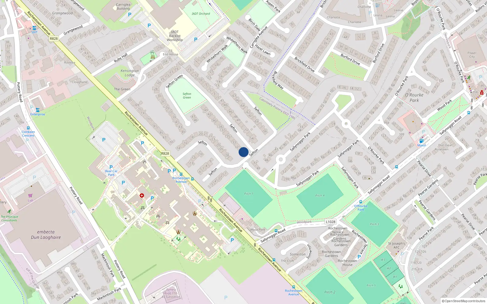 Overhead map showing the location of 30 Sefton, Dun Laoghaire