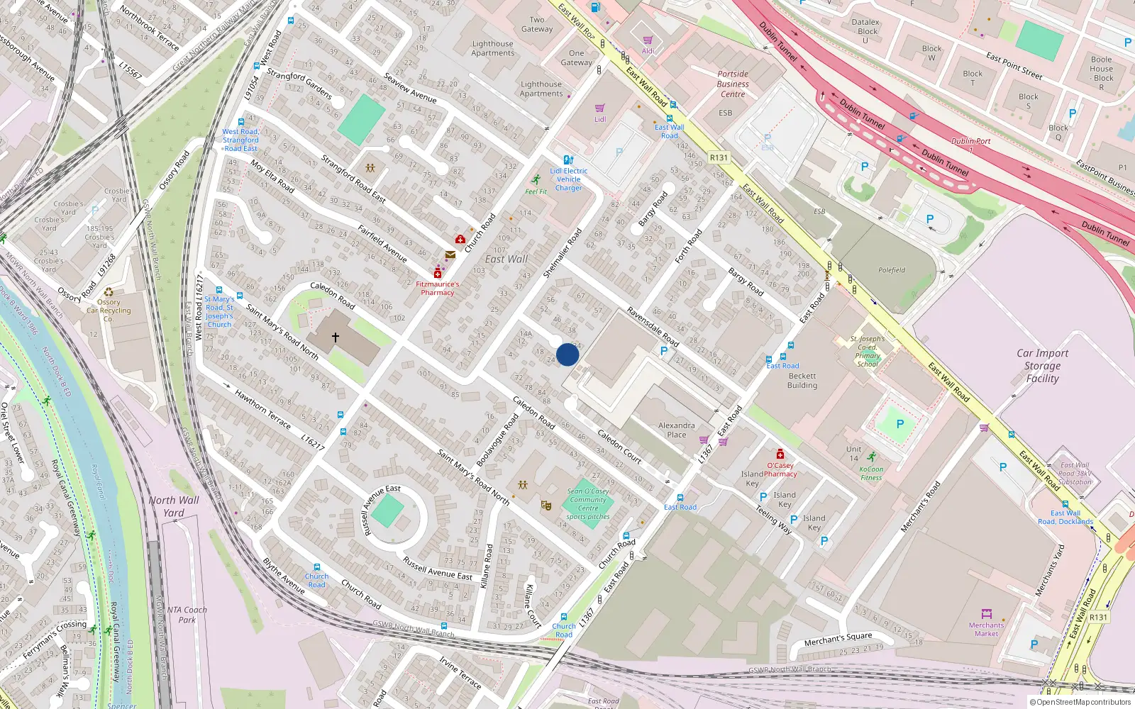 Overhead map showing the location of 30 Shelmalier Road, Dublin 3