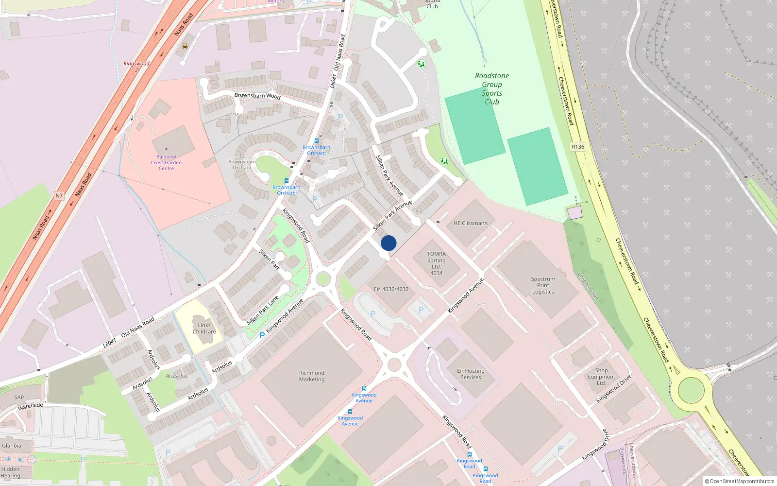 Overhead map showing the location of 30 Silkin Park Avenue, Old Naas Road, Kingswood