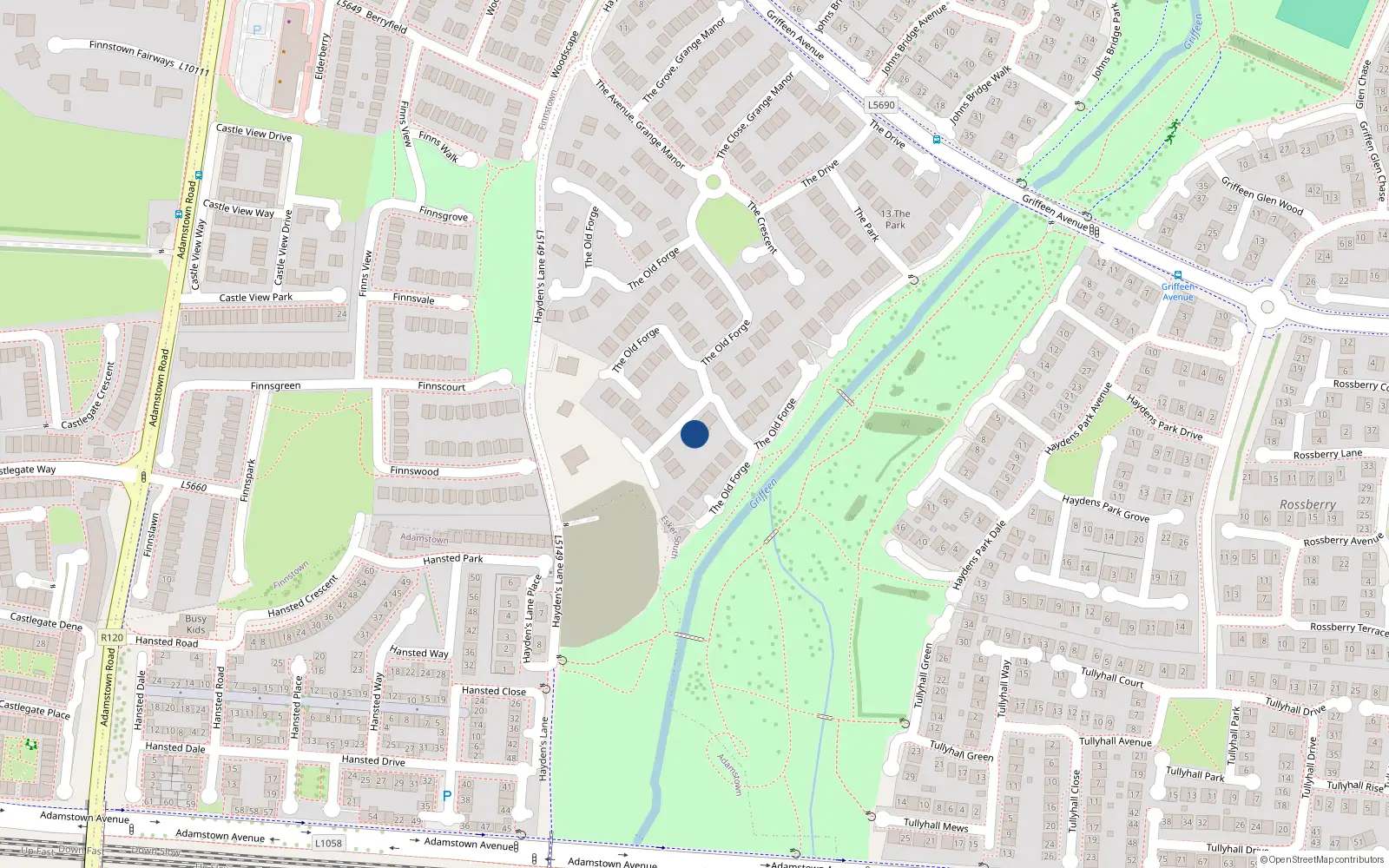 Overhead map showing the location of 30 The Old Forge, Lucan