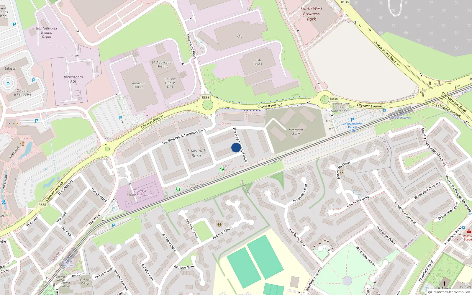 Overhead map showing the location of 30 The Park, Citywest