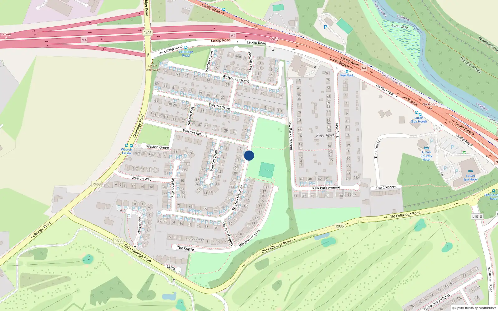 Overhead map showing the location of 30 Weston Meadow, Lucan