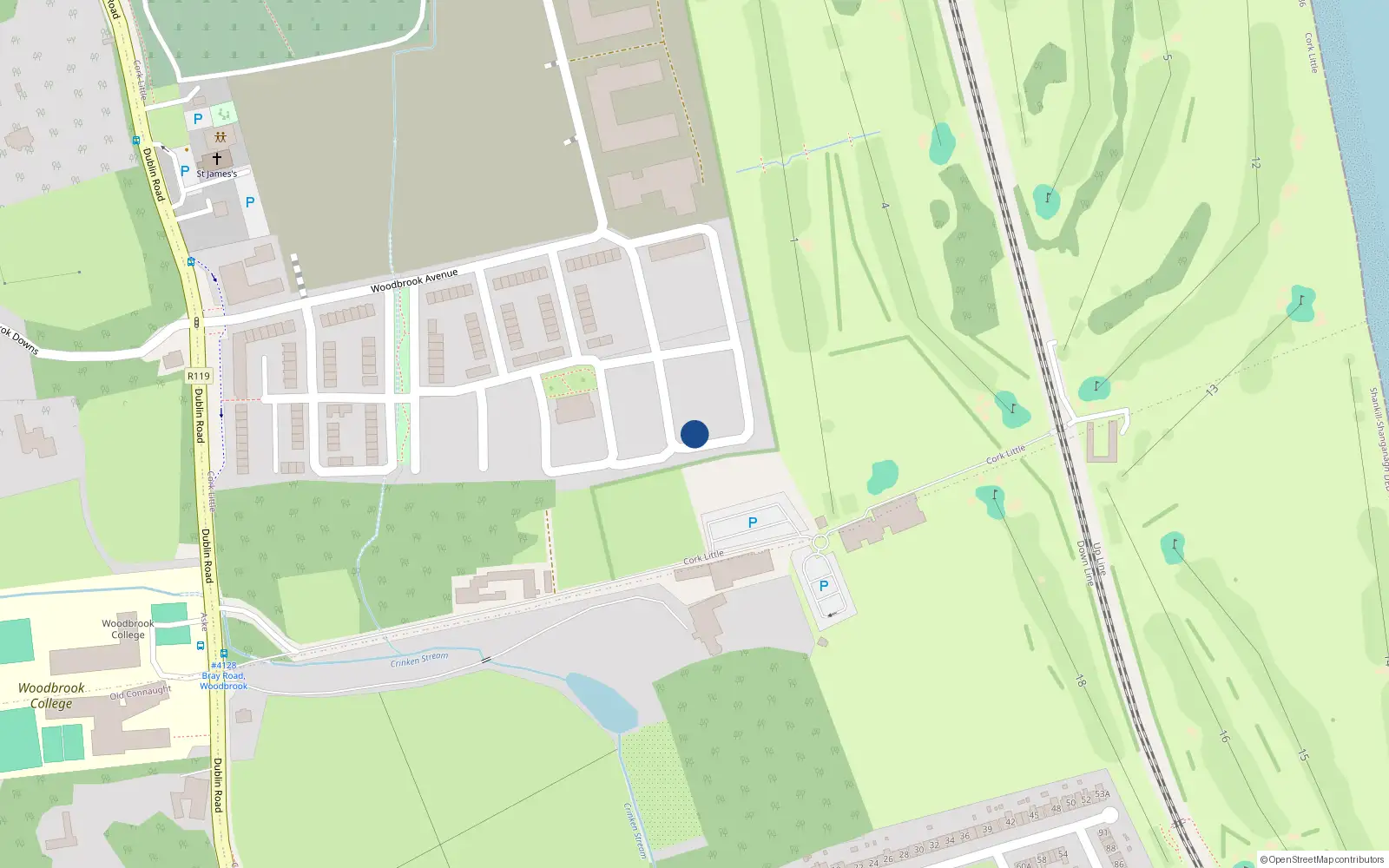 Overhead map showing the location of 30 Woodbrook View, Shankill, County Dublin