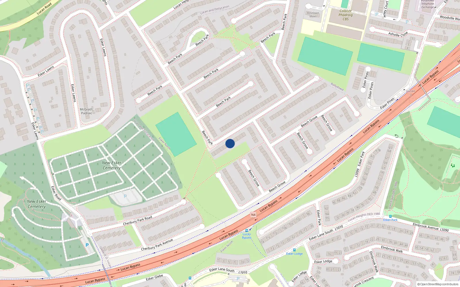 Overhead map showing the location of 301 Beech Park, Lucan, Dublin