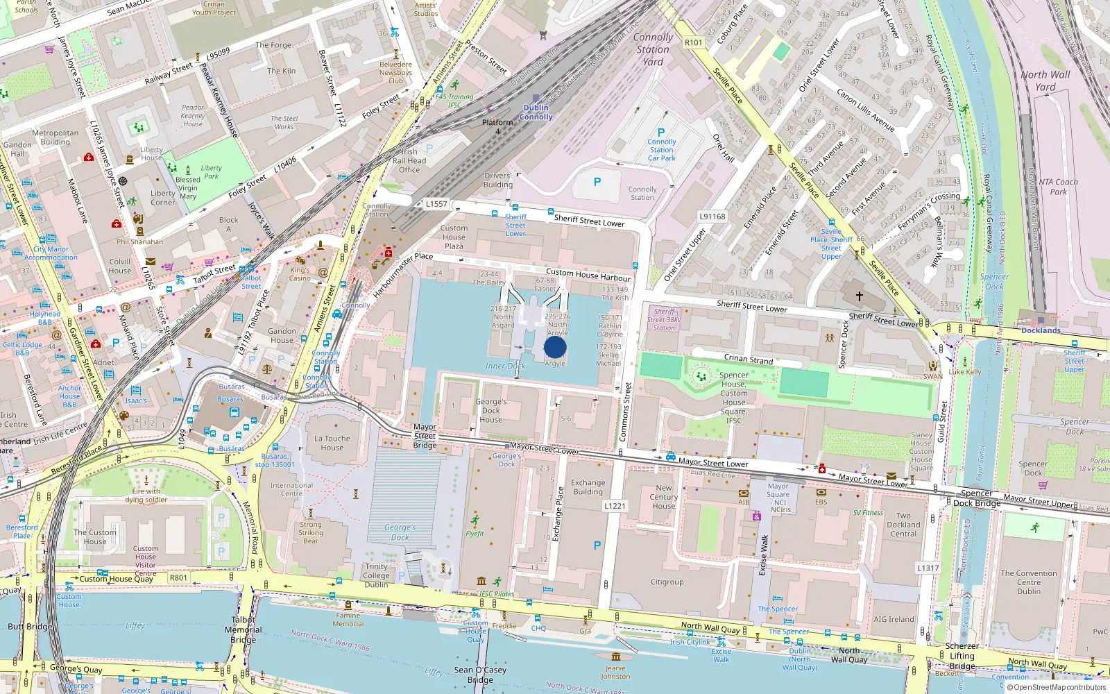 Overhead map showing the location of 304 Custom House Harbour, Ifsc, Dublin 1