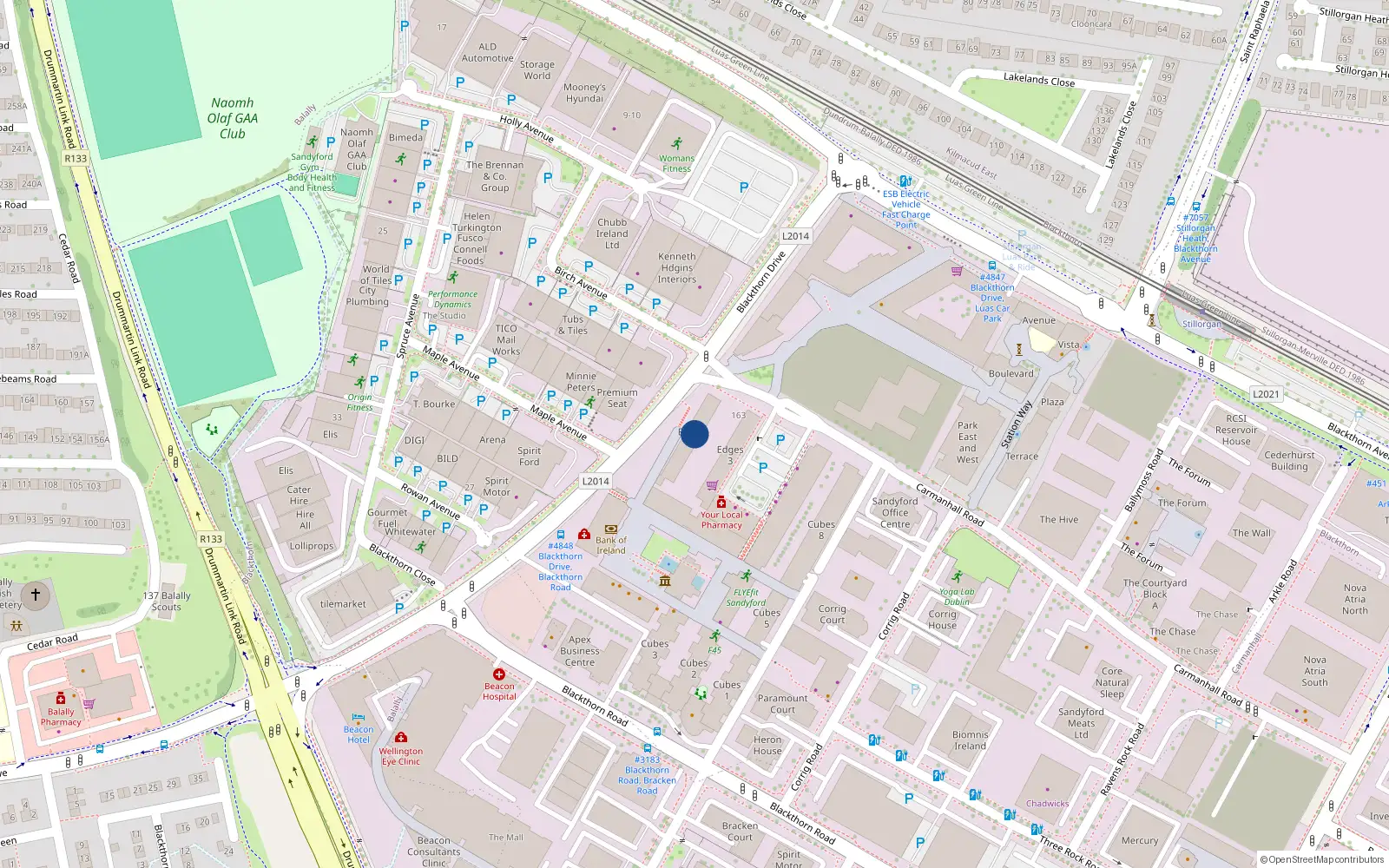 Overhead map showing the location of 308 the Edges 2, Beacon South Quarter, Sandyford