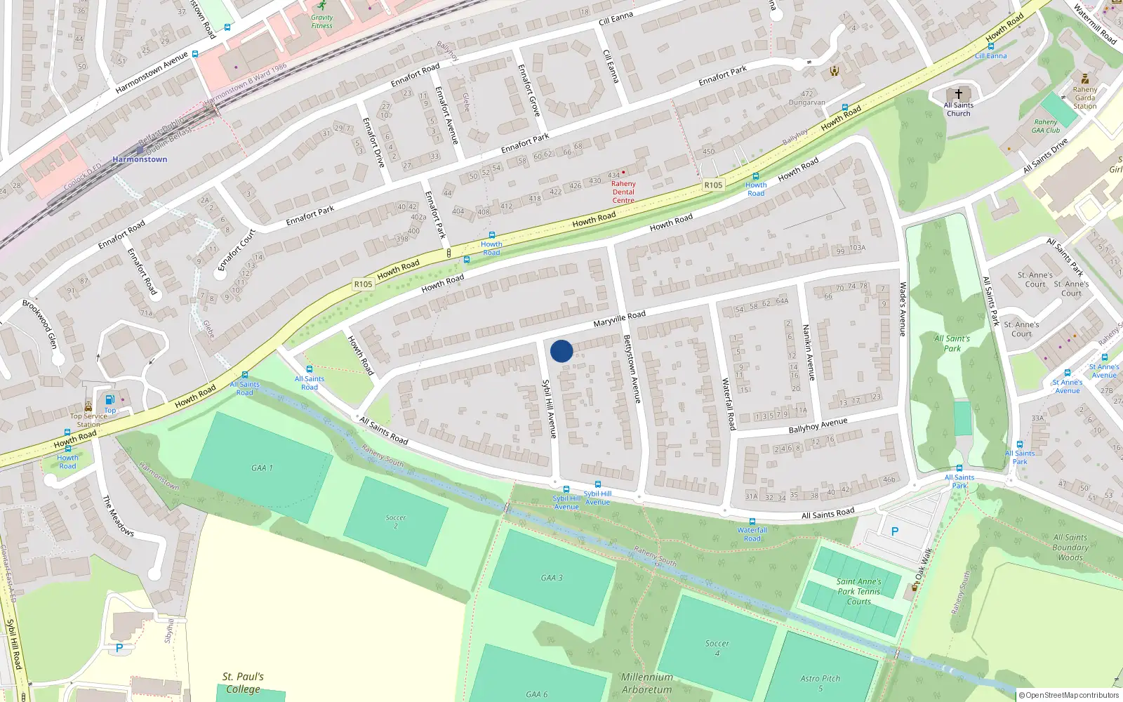 Overhead map showing the location of 30B Maryville Road, Dublin 5