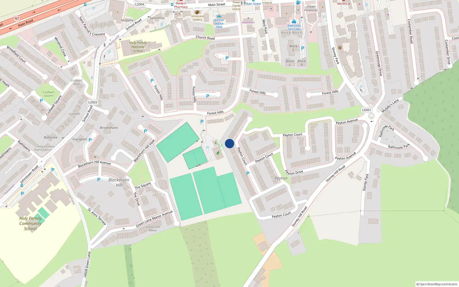 Overhead map showing the location of 30 Peyton Close, Rathcoole
